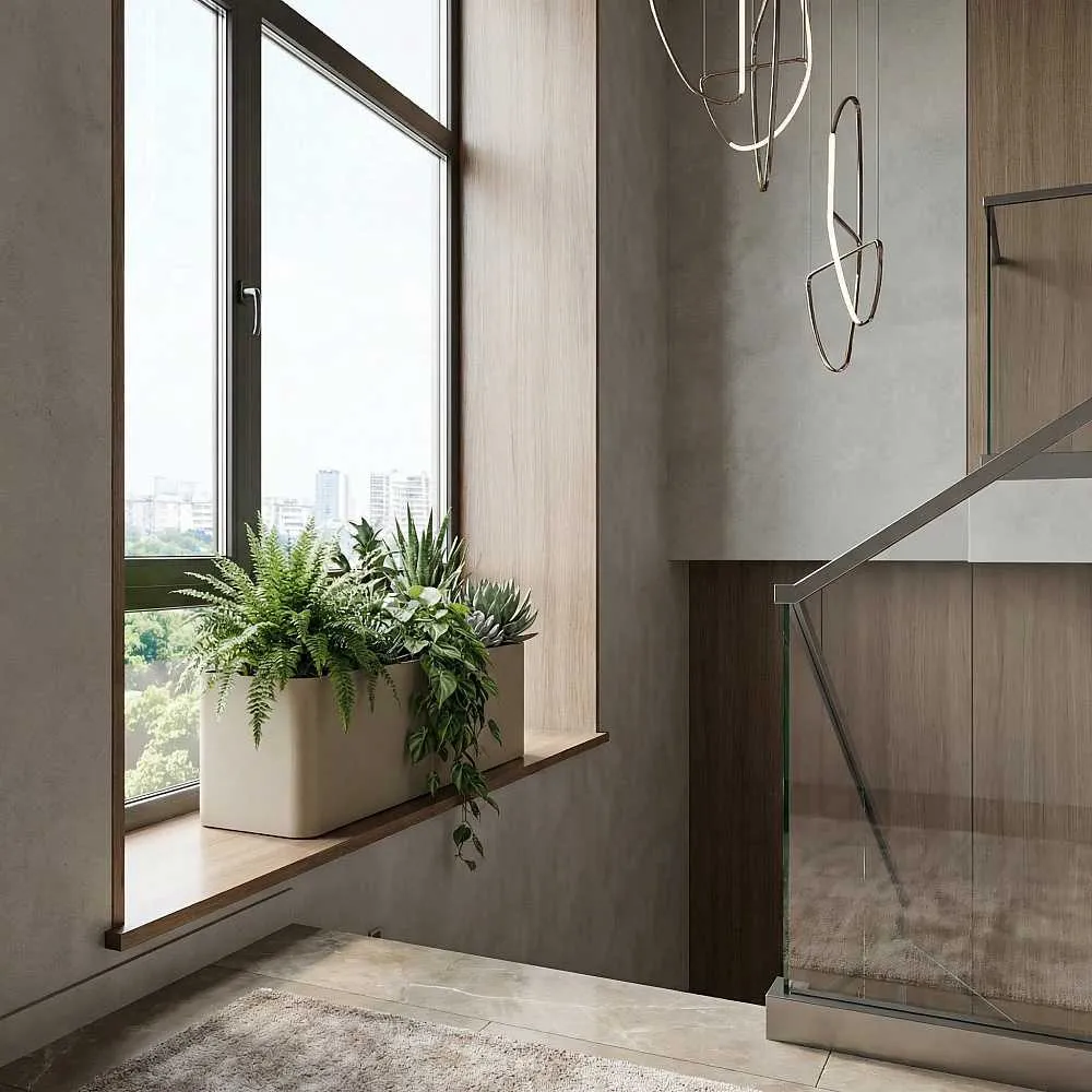 Напольное кашпо в интерьере, 110×42×36 см